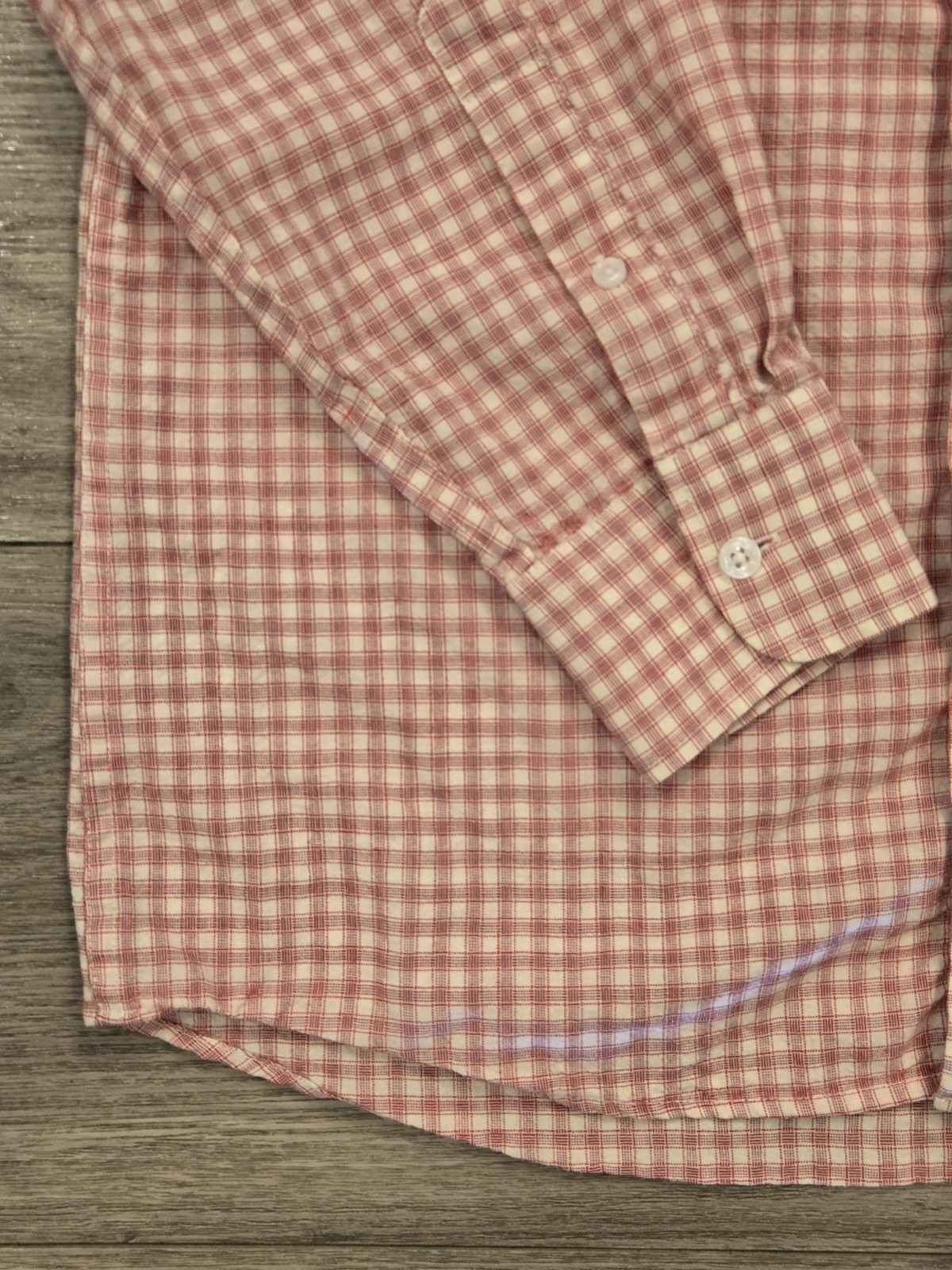 Wool And Prince Shirt Men’s Medium Plaid Worsted Wool Button Up Plaid Salmon EUC