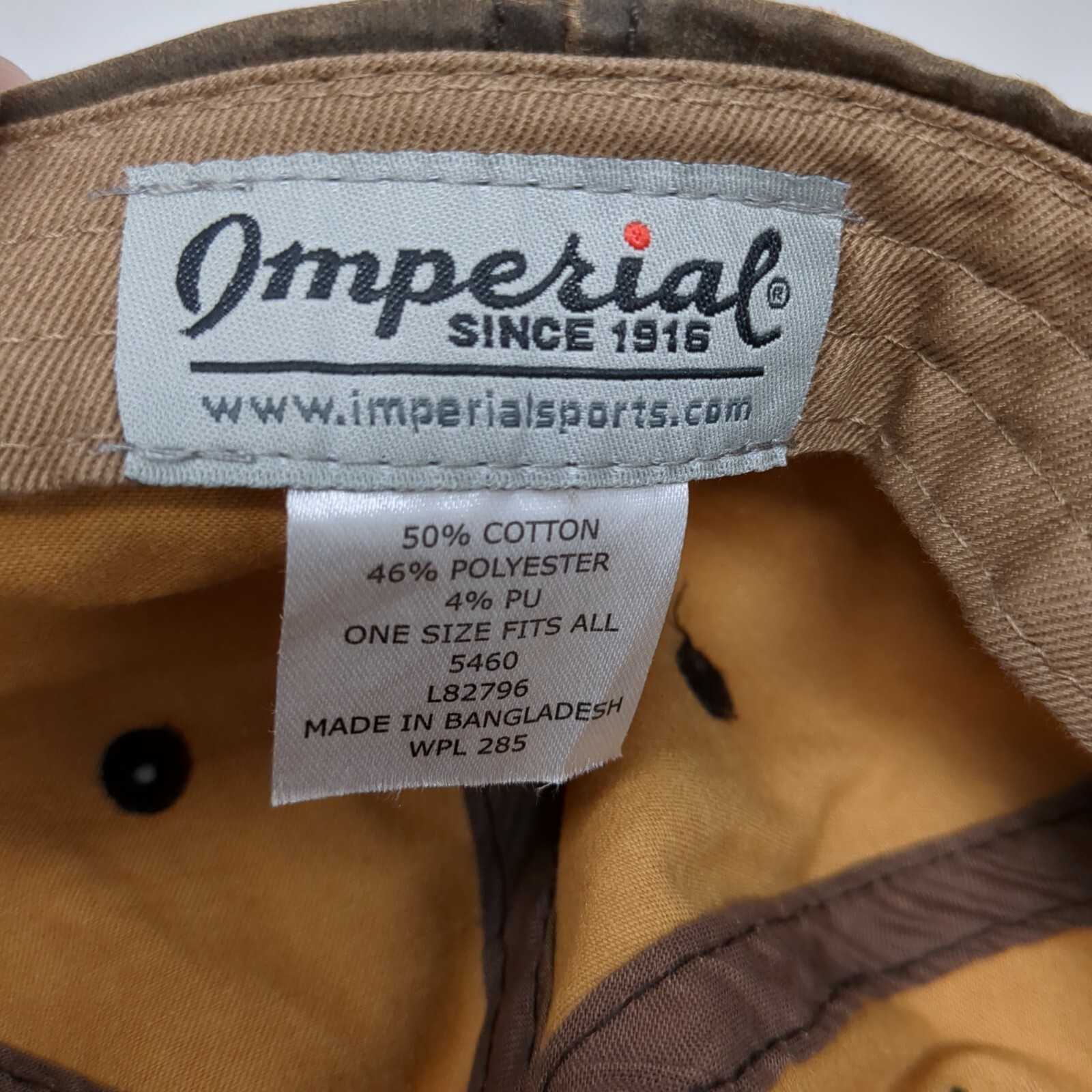 Defiant Whisky Strapback Hat Brown One Size Adjustable Embroidered Imperial
