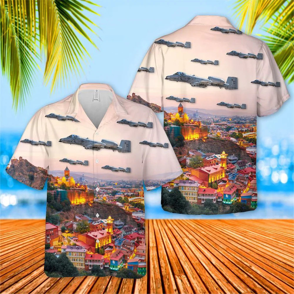 US Air Force A10C Thunderbolt II Aloha Shirt 75 Fighter Squadron Military Jet