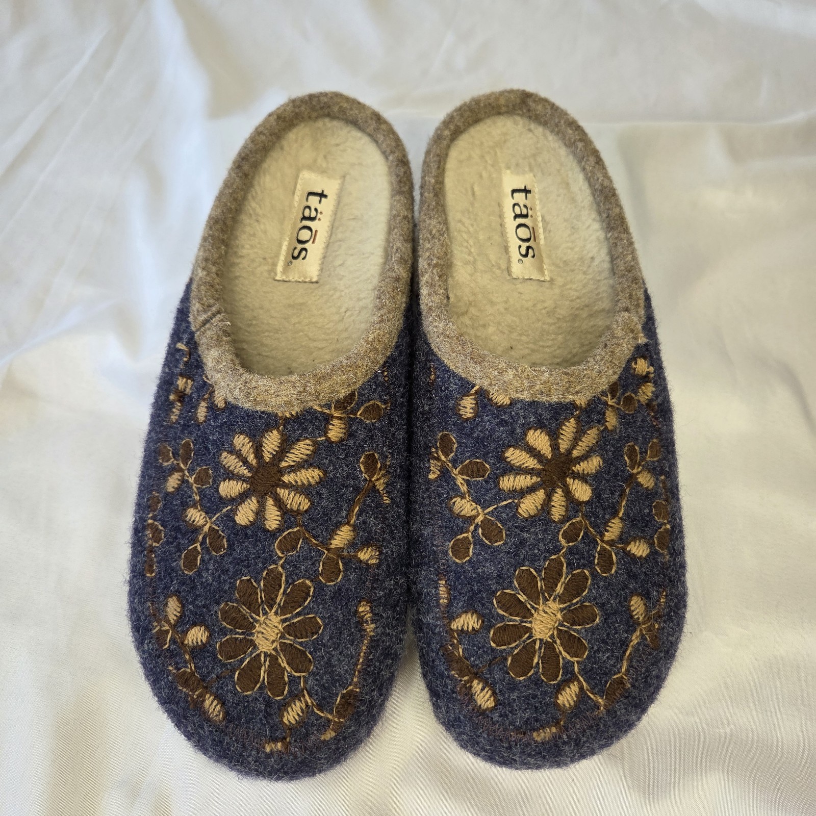 Taos Clogs Women’s 8/8.5 Woolflower Floral Wool Slip On Shoes Embroidered Eu 39
