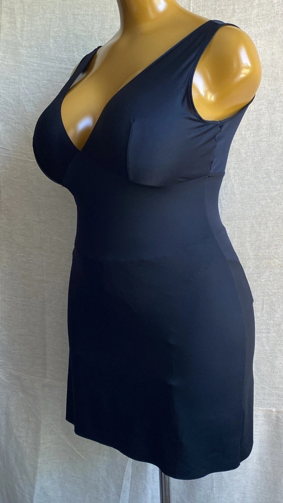 M&S Shape Wear Slip, Black Slippery Satin Nylon, UK 18
