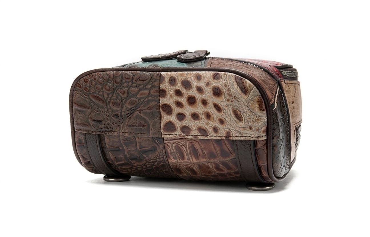 Women Genuine Leather Bag Purse Patchwork Embossed Backpack Handbag Boho Vintage