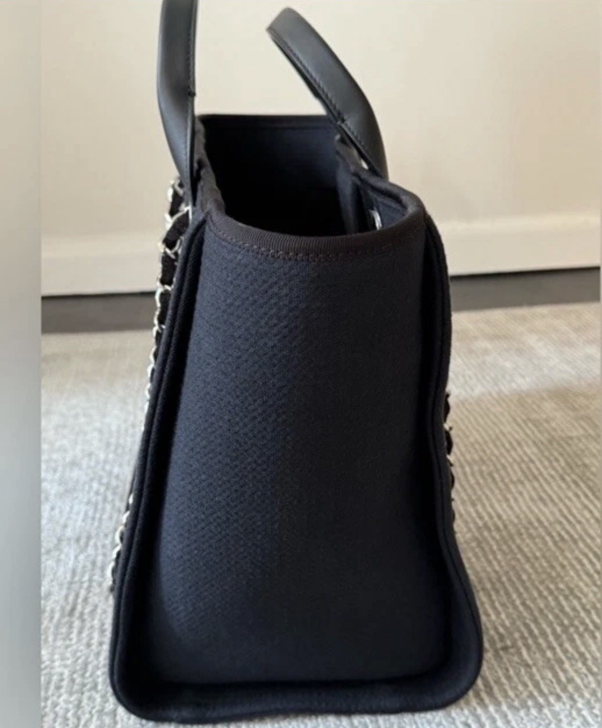 Chanel Deauville Tote Canvas Medium Black