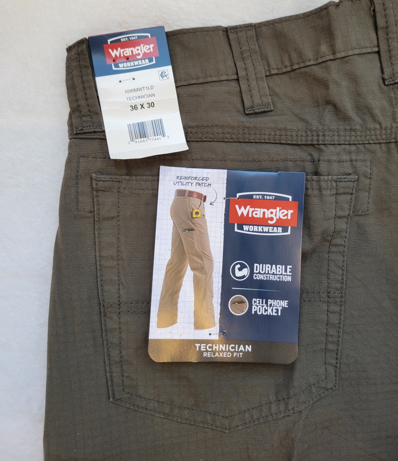 Wrangler Riggs Workwear Technician NWT Work Pants Mens Size 36×30 Green olive