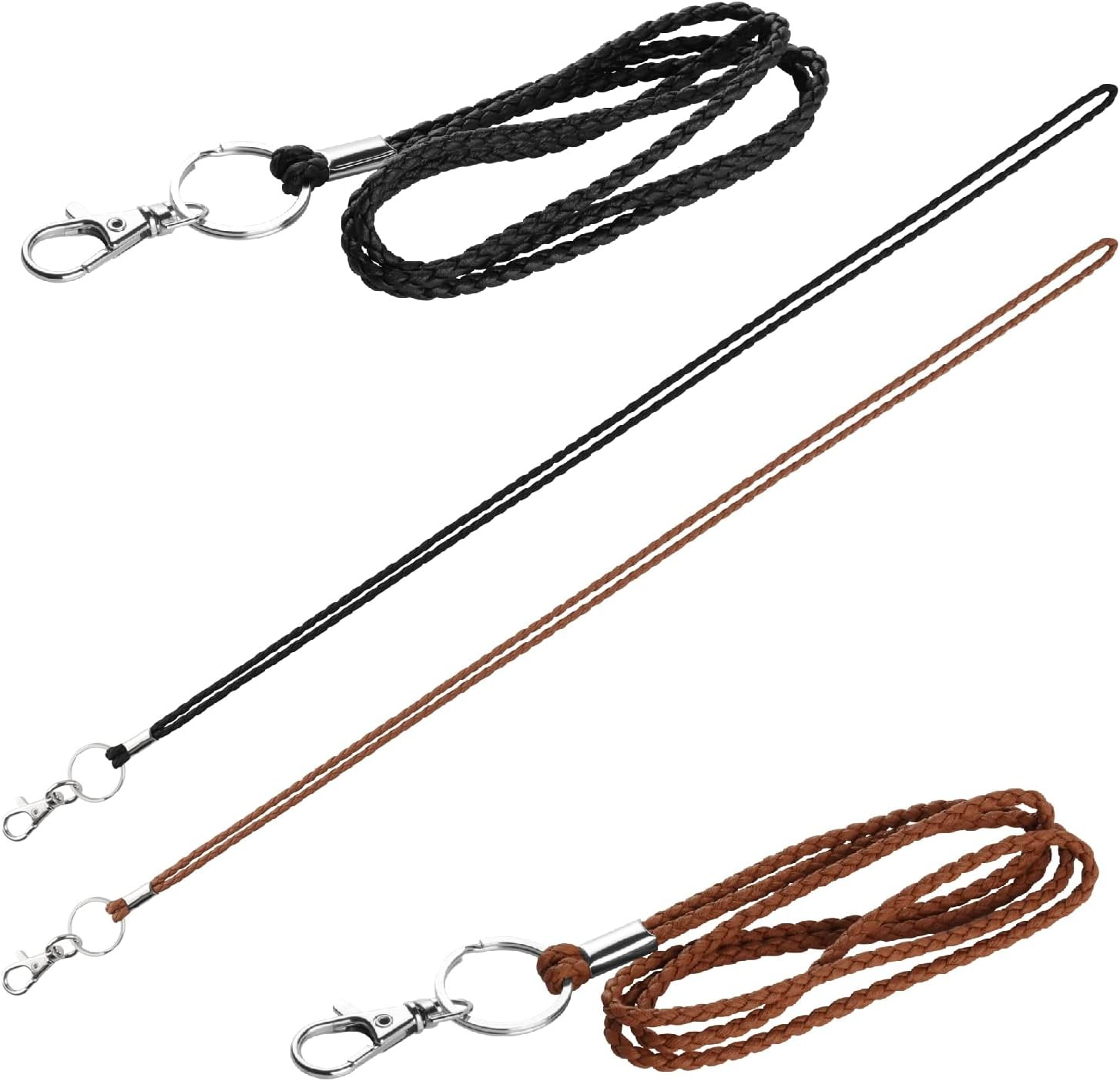 Office Lanyard, 2PCS Handmade PU Leather Necklace Lanyard with Strong