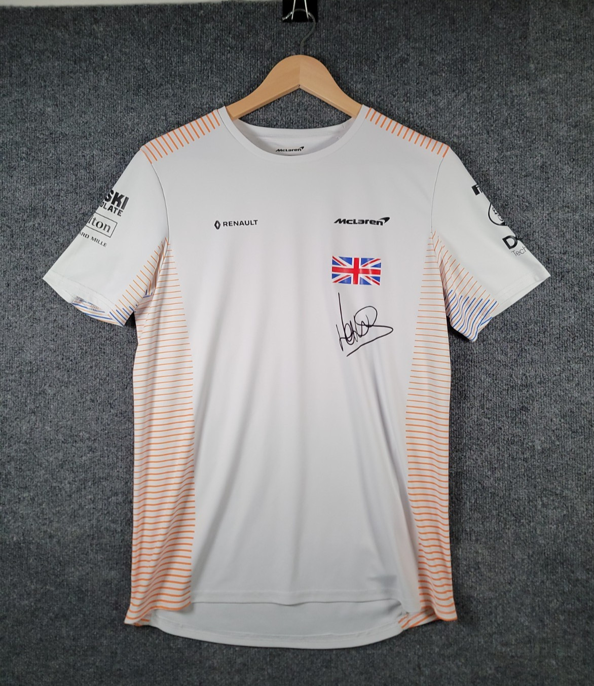 McLaren F1 Lando Norris T-Shirt Small Mens White Performance Stretch Racing Tee