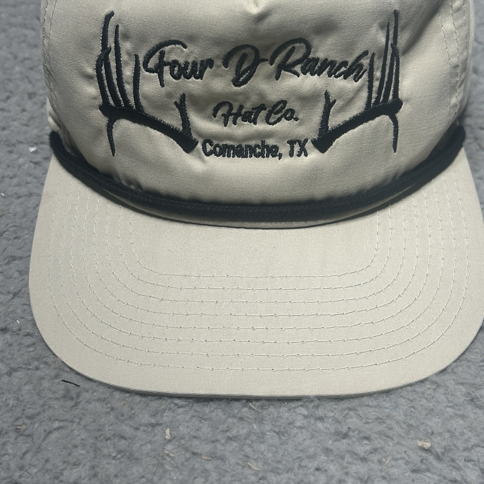 4D Ranch Hat Co Comanche Texas Embroidered Logo Beige Snapback Decky Rope Hat