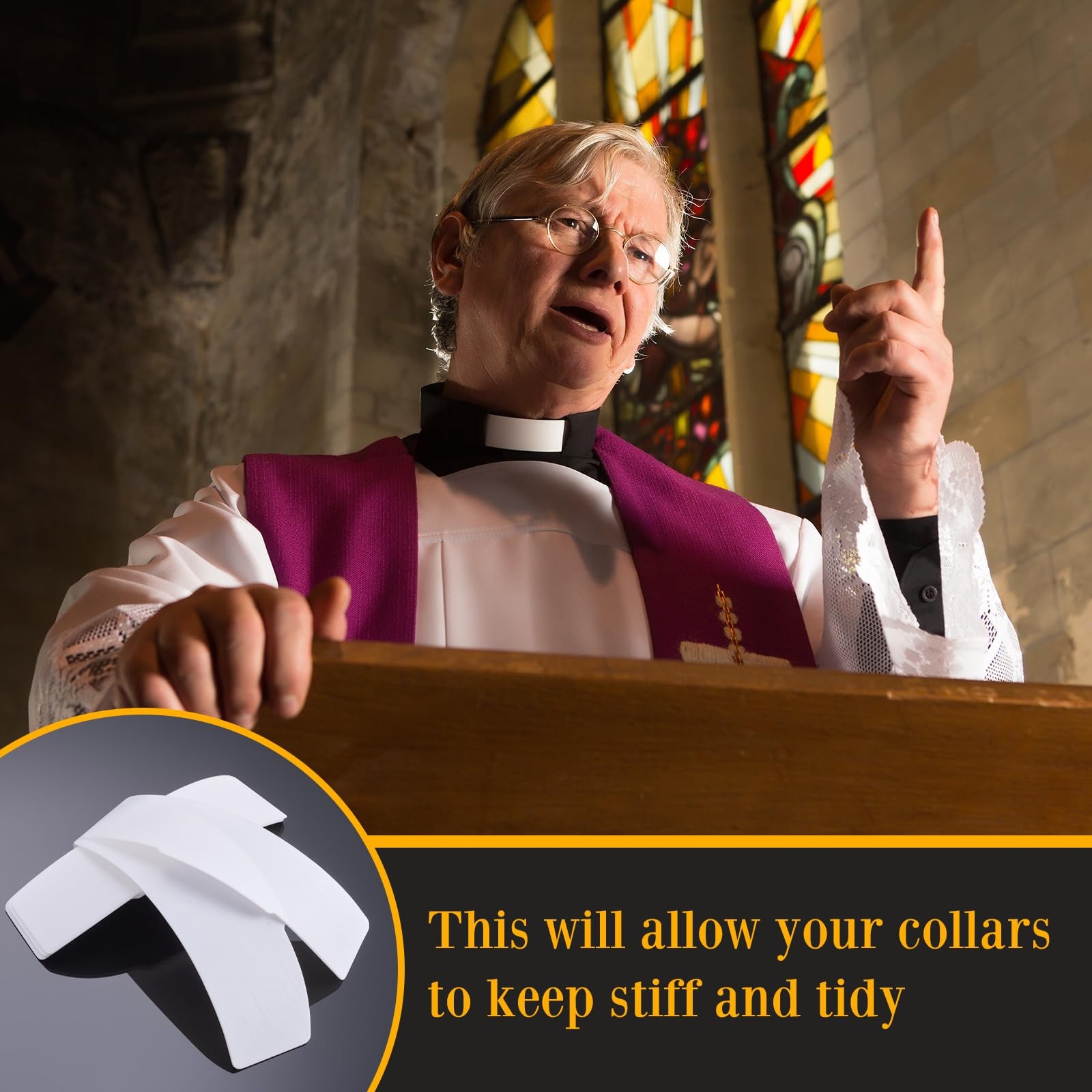 Hercicy Tab Collar for Clergy Shirt White Priest Collar Tab Insert Shirt, 5.5…