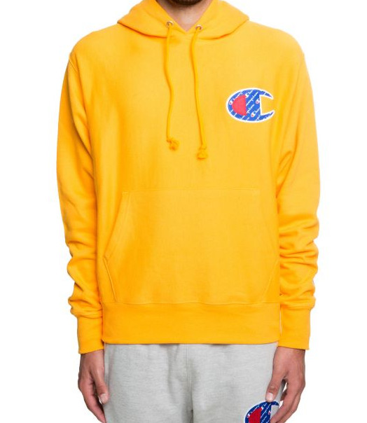 CHAMPION REVERSE WEAVE GF68 Y07472 BIG C W/SCRIPT HOODIE BYC GOLD XS XL
