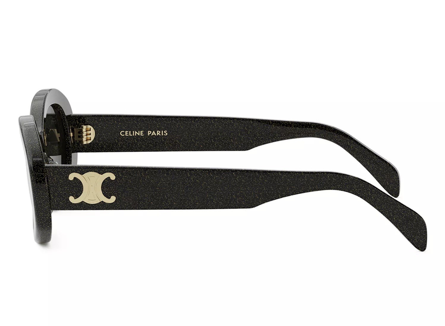 Celine Triomphe CL40194U 01A Shiny Black Smoke Oval Women’s Sunglasses Authentic