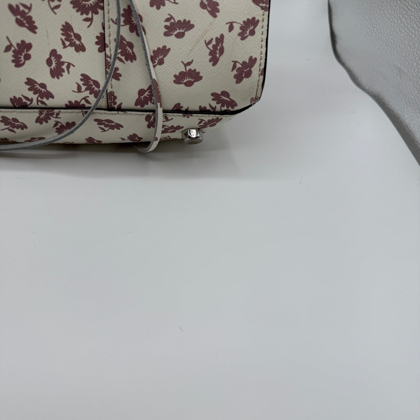 Rebecca Minkoff Tote Bag Women Large Cream Floral Saffiano Leather M.A.B. Work