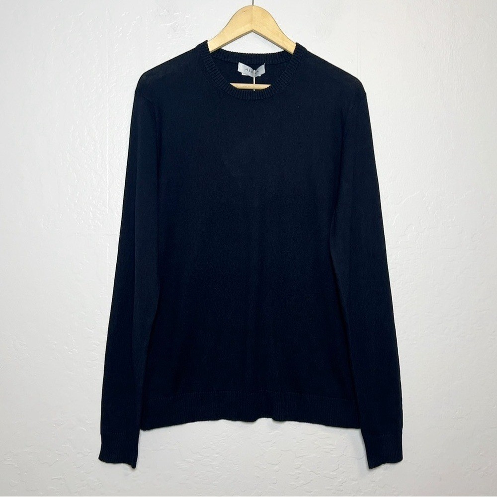 ALPHA STUDIO Men’s Size IT 52 / US Large Black Silk Cashmere Crew Neck Sweater