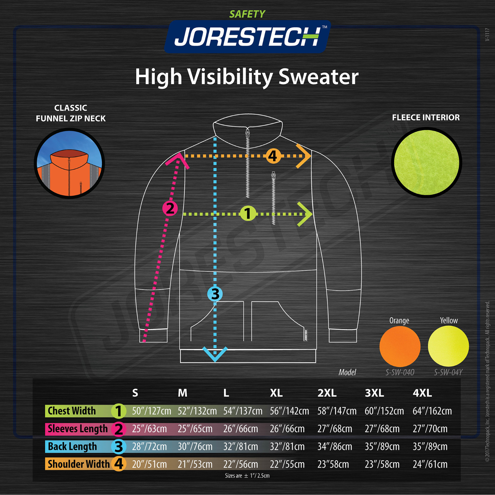 Hi-Vis Pullover Safety Workwear Fleece-lined Fleecy Zip Jumper Jacket Jorestech