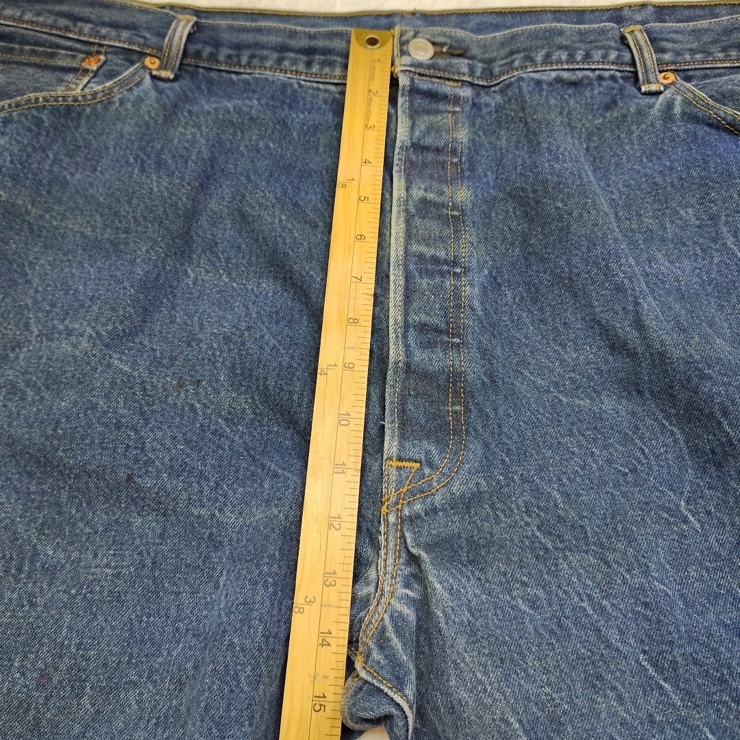 Levis Jeans 501 Mens 50×30 Button Fly Straight Leg Blue Denim Med Wash Work