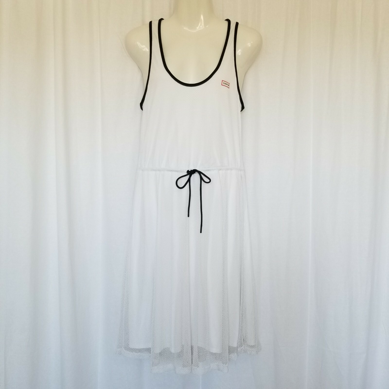 Hunter Target Women Dress White Mesh A-Line Racerback Sleeveless Tank Zip Sz S