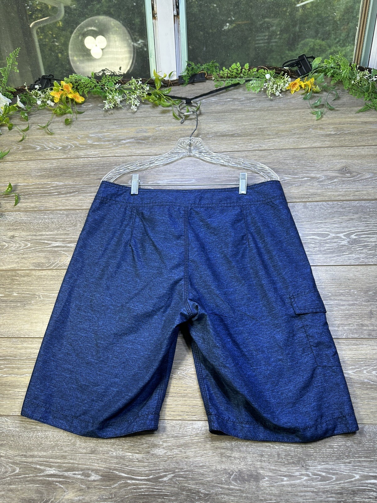 Old Navy Swim Shorts Size Medium 32-34 Waist Blue Drawstring Cargo Pocket