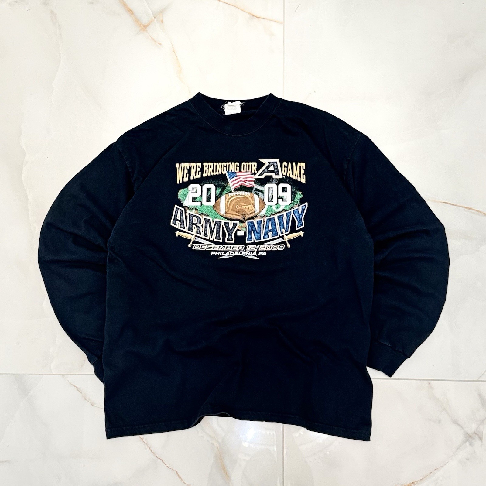 Vintage 2009 Army Vs Navy Game Football Long Sleeve Shirt Large