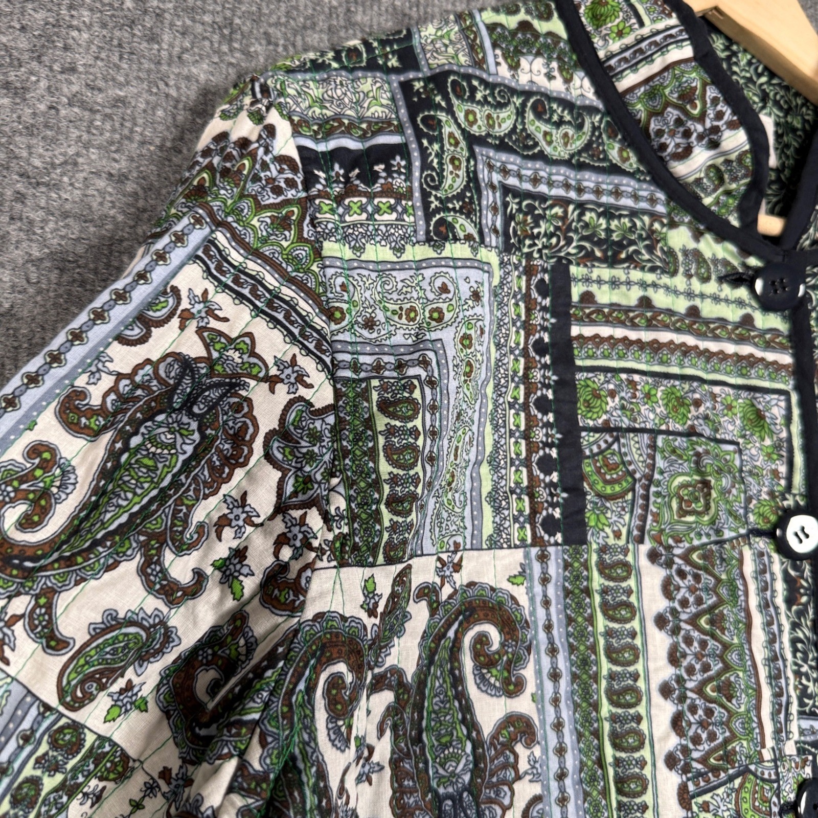 BonWorth Sz Large Jacket Paisley Patchwork Quilted Cottagecore Light Reversible