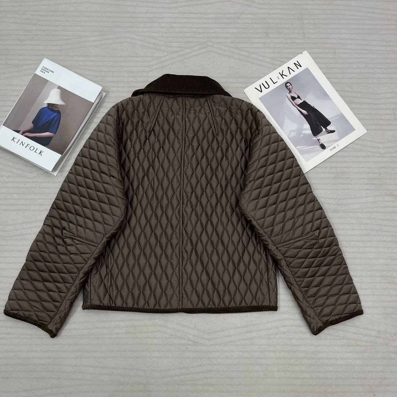 Women Quilted Short Jacket Corduroy Collar Vintage Style Warm