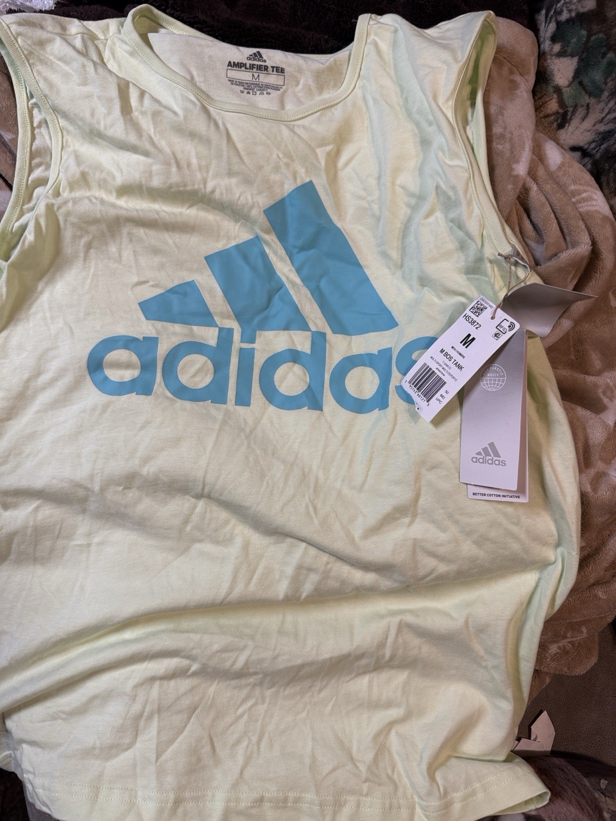 adidas Women’s M Green Cotton Lightweight Crew Neck Logo Sleeveless Tank