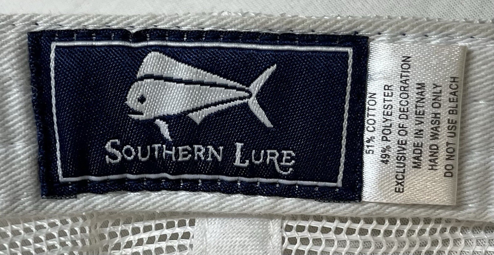 Southern Lure Mesh SnapBack Ball Cap Hat Front Patch Logo Bronco Surfboard EUC