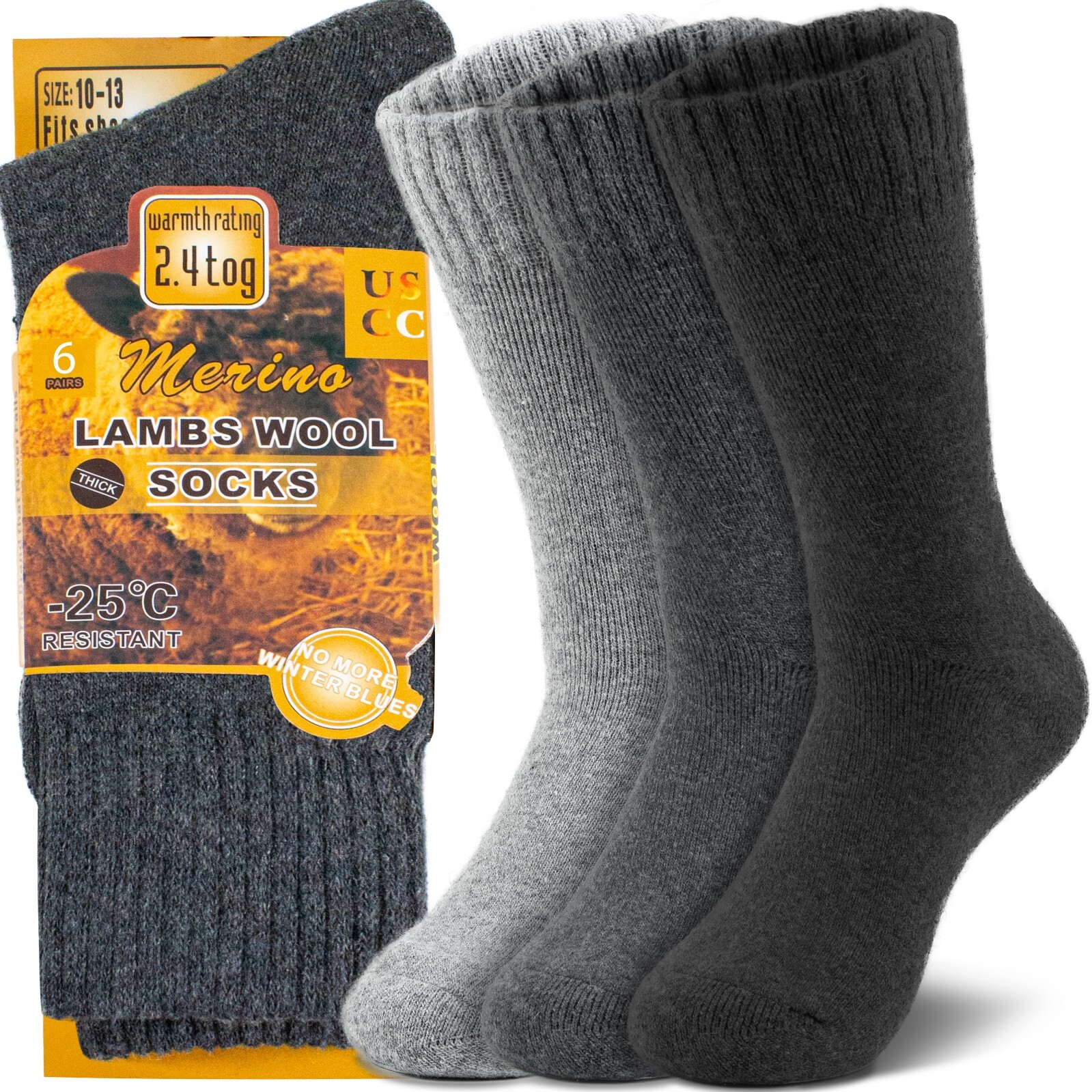3 Pairs Mens Heavy Duty Winter Warm Merino Lambs Wool Boots Thermal Socks