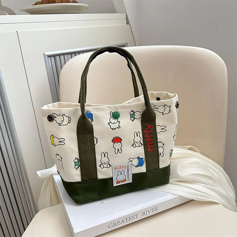 Miffy Cute Cartoon Rabbit Canvas Handbag Embroidery Fashion Multifunctional Bag
