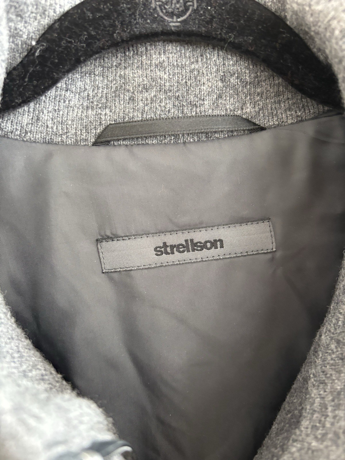 Strellson Men’s XL Wool Full Zip Jacket Long Gray Vintage Pockets Warm Poland