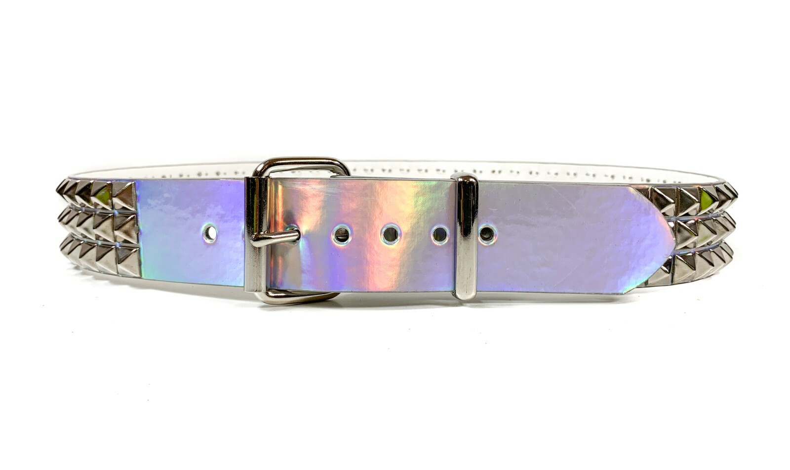 Rainbow Three Row Pyramid Stud Belt Genuine Handmade Punk Goth Metal Funk Plus