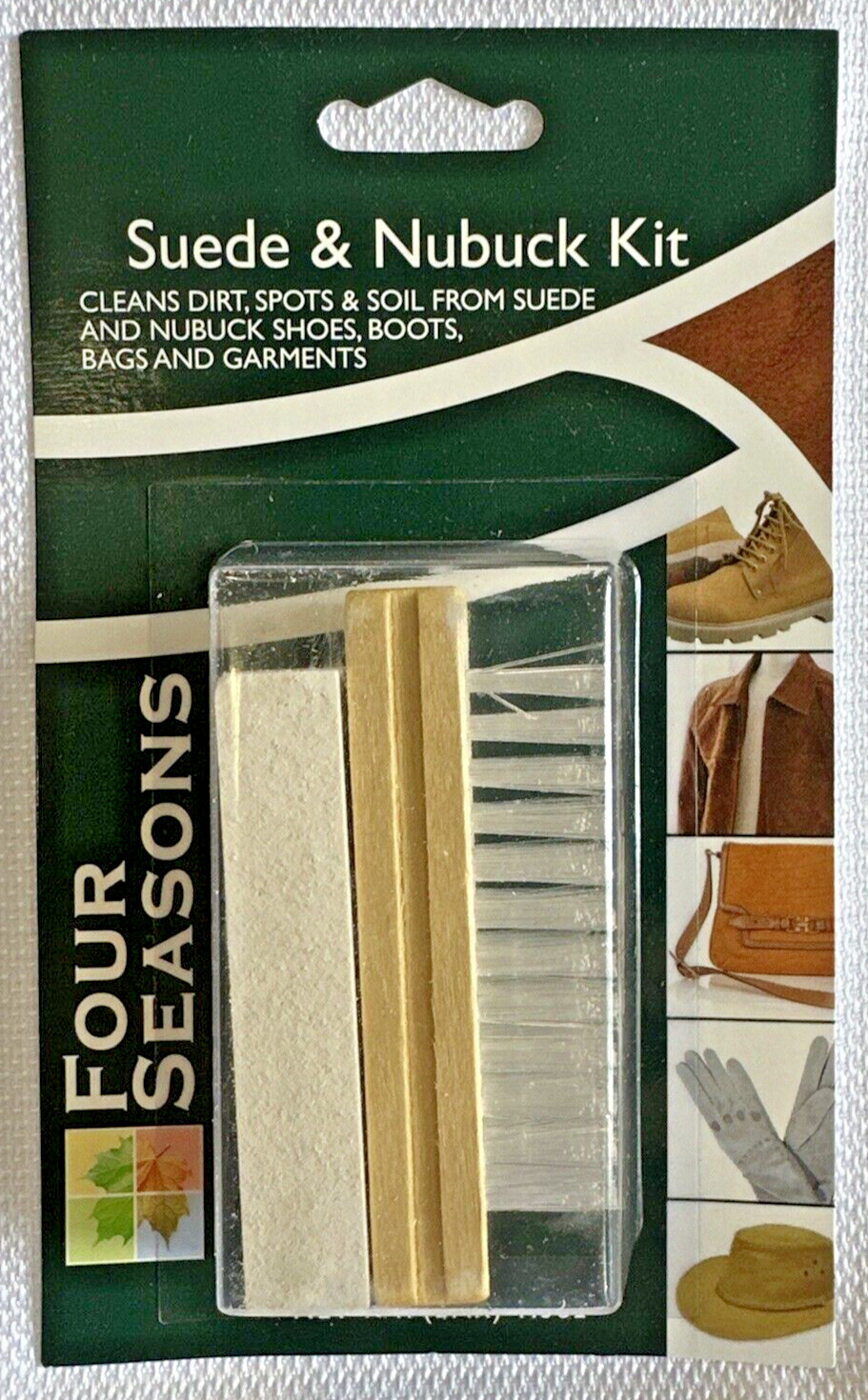 Four Seasons Suede & Nubuck Cleaner Care Kit Nylon Brush & Gum Bar (1.3oz)