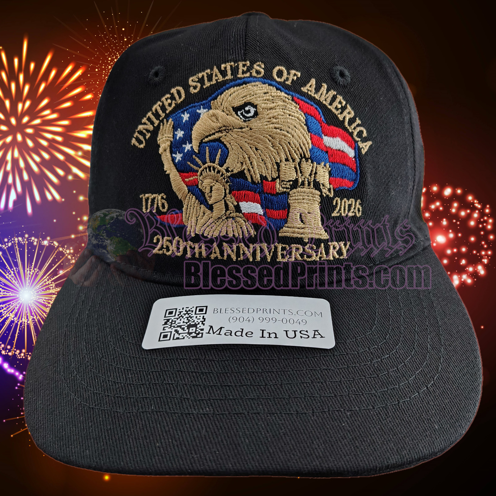 USA 250th Anniversary Hat Cap Eagle 1776 2026 Black Veteran Made In USA V2.0