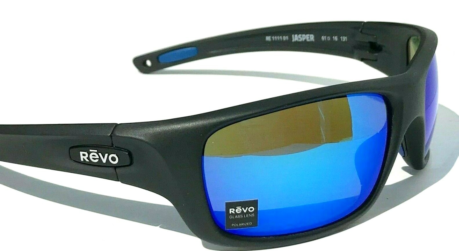 NEW Revo JASPER Black Matte POLARIZED Blue Crystal Glass Sunglasses 1111 01 H2O