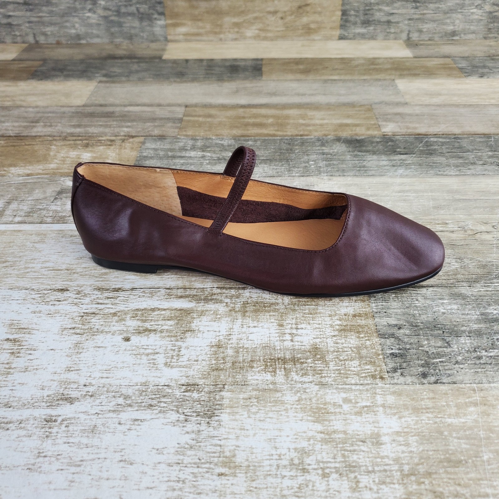 Madewell the Greta Womens Mary Jane Flats Sz 9.5 Chocolate Slip On Elastic Strap