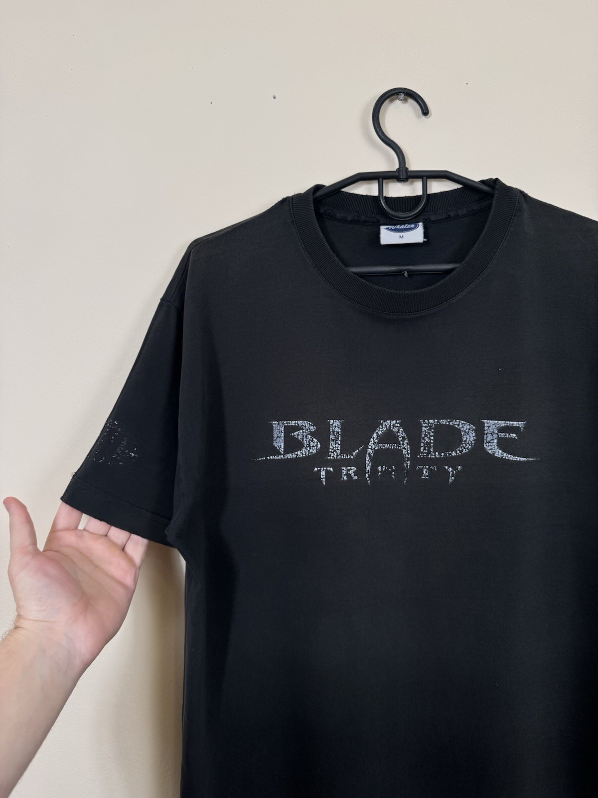 Vintage Blade Trinity T shirt Matrix 2000s Movie Black Motorcycle Tee Y2K