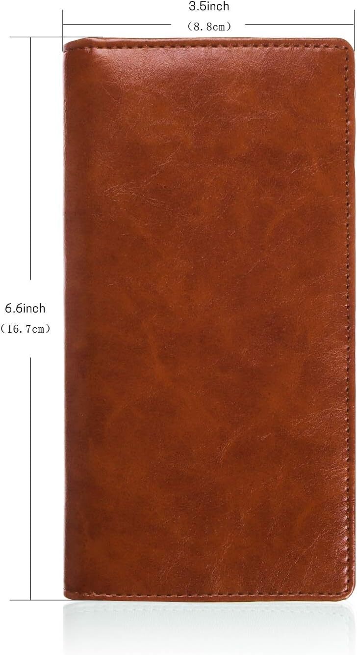 Leather Checkbook Cover: Built-In Divider, Pen Holder, RFID Blocking
