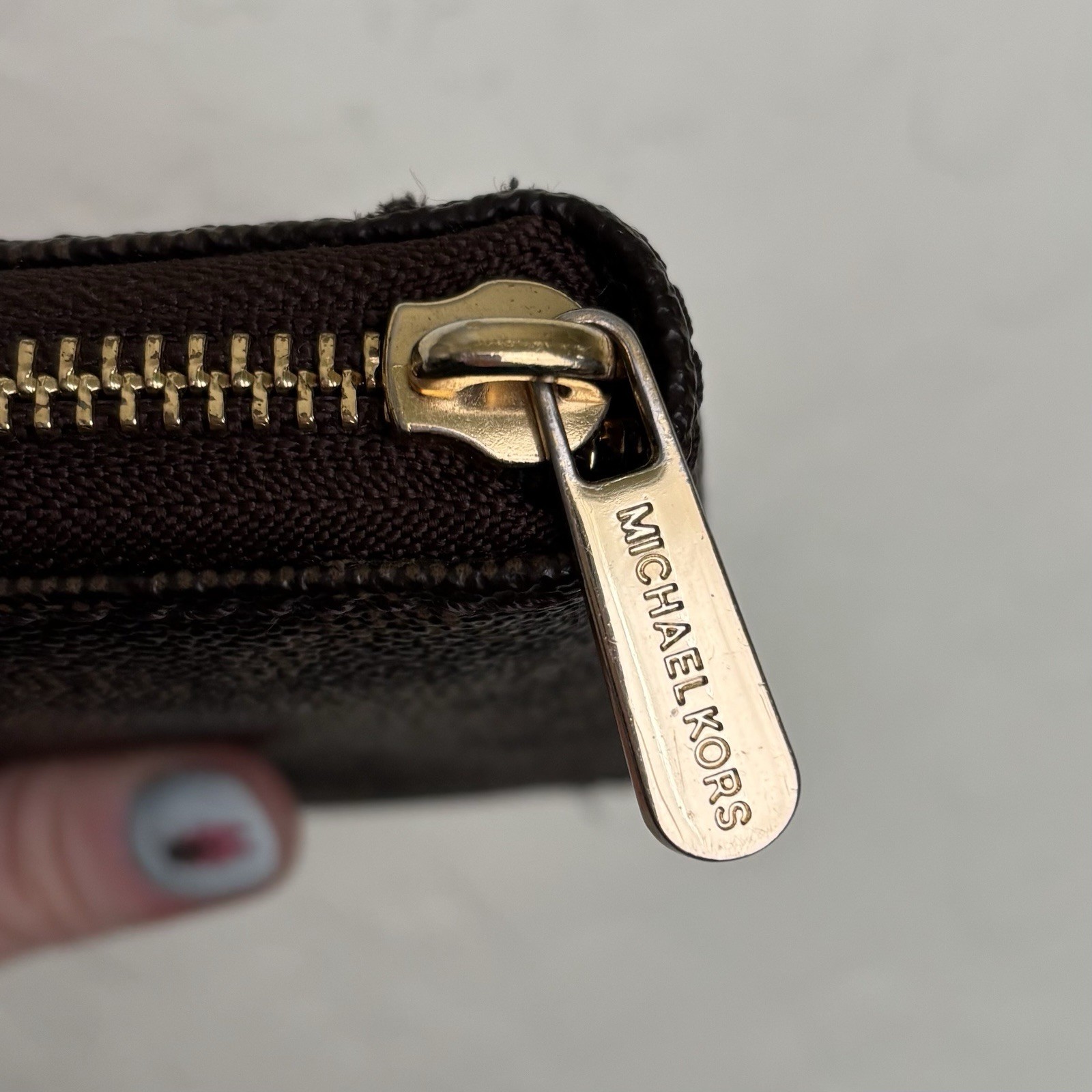 Michael Kors Zip Around Wallet Brown Leather, Vintage