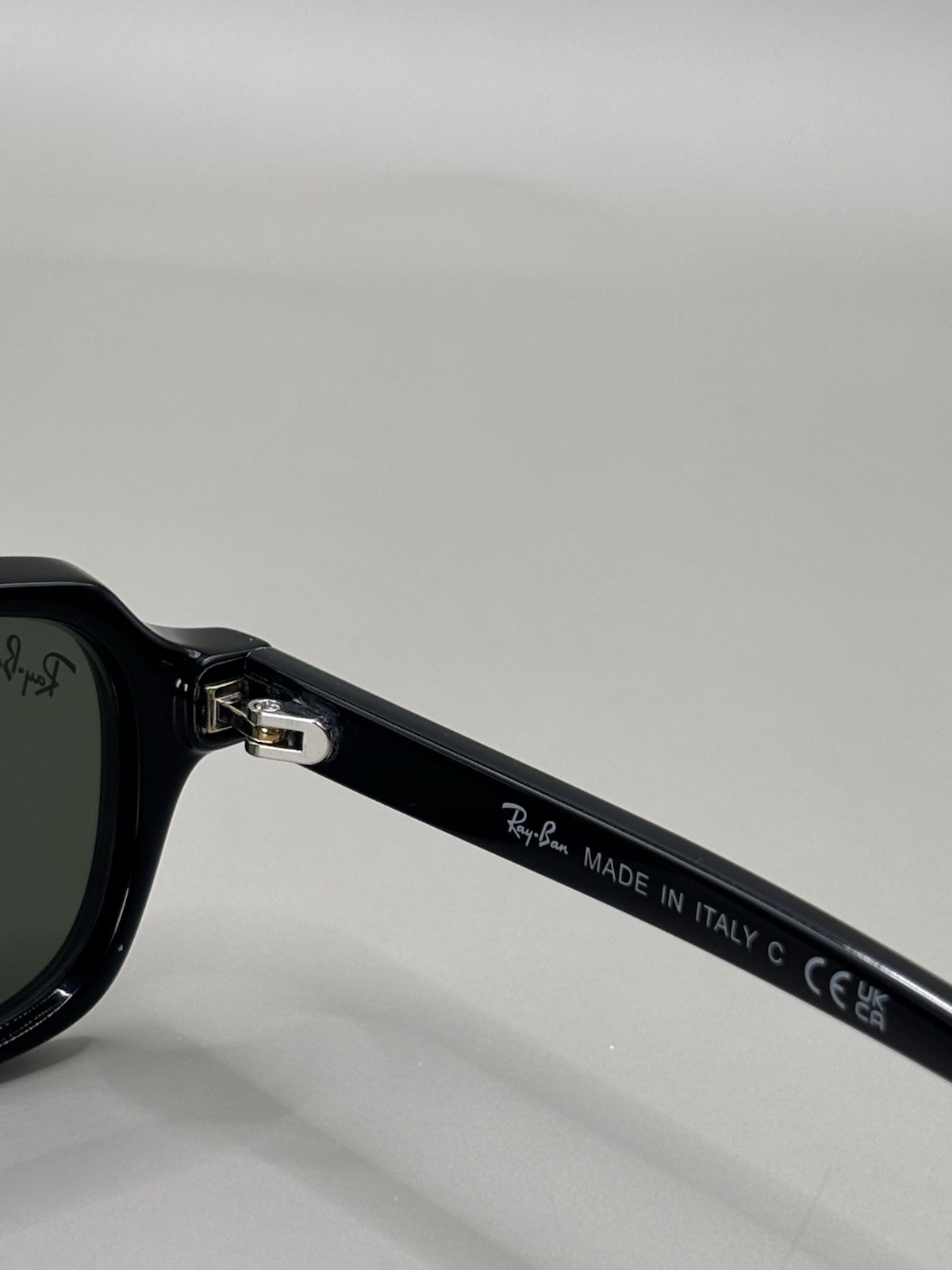 Ray-Ban RB4455 Zuri Rectangle Sunglasses Black Plastic Frame Green Tinted 145mm