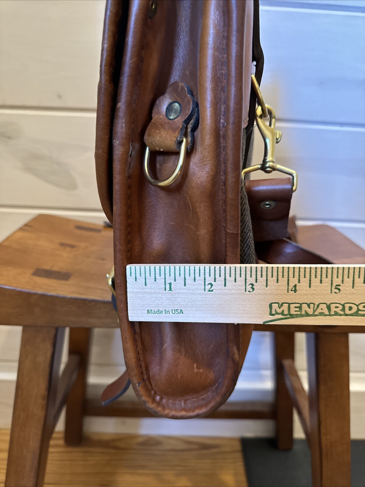 Heimies Made Leather And Tweed Messenger Bag EUC
