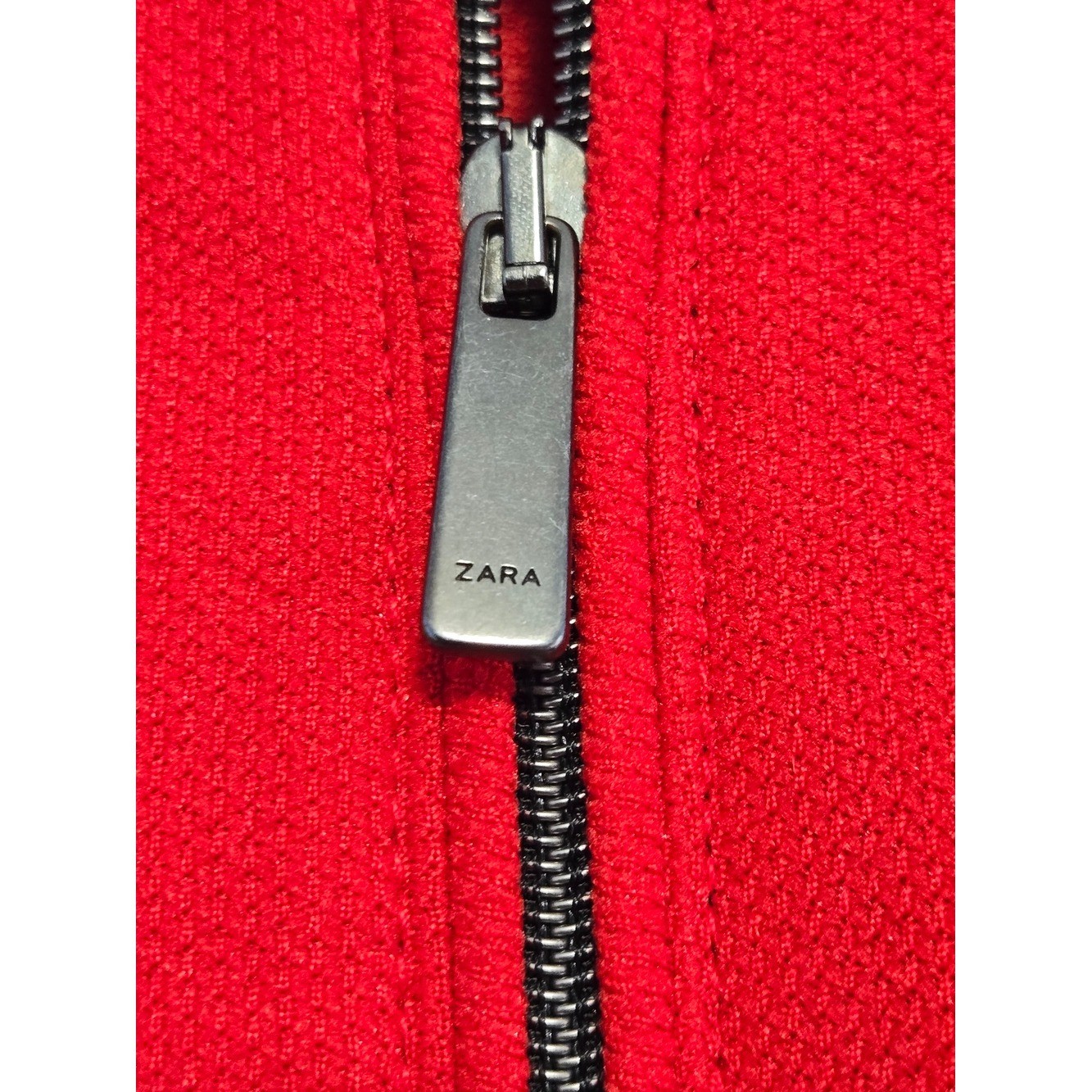 Zara Red Moto Jacket Full Zip Mock Neck Jacket Size Medium