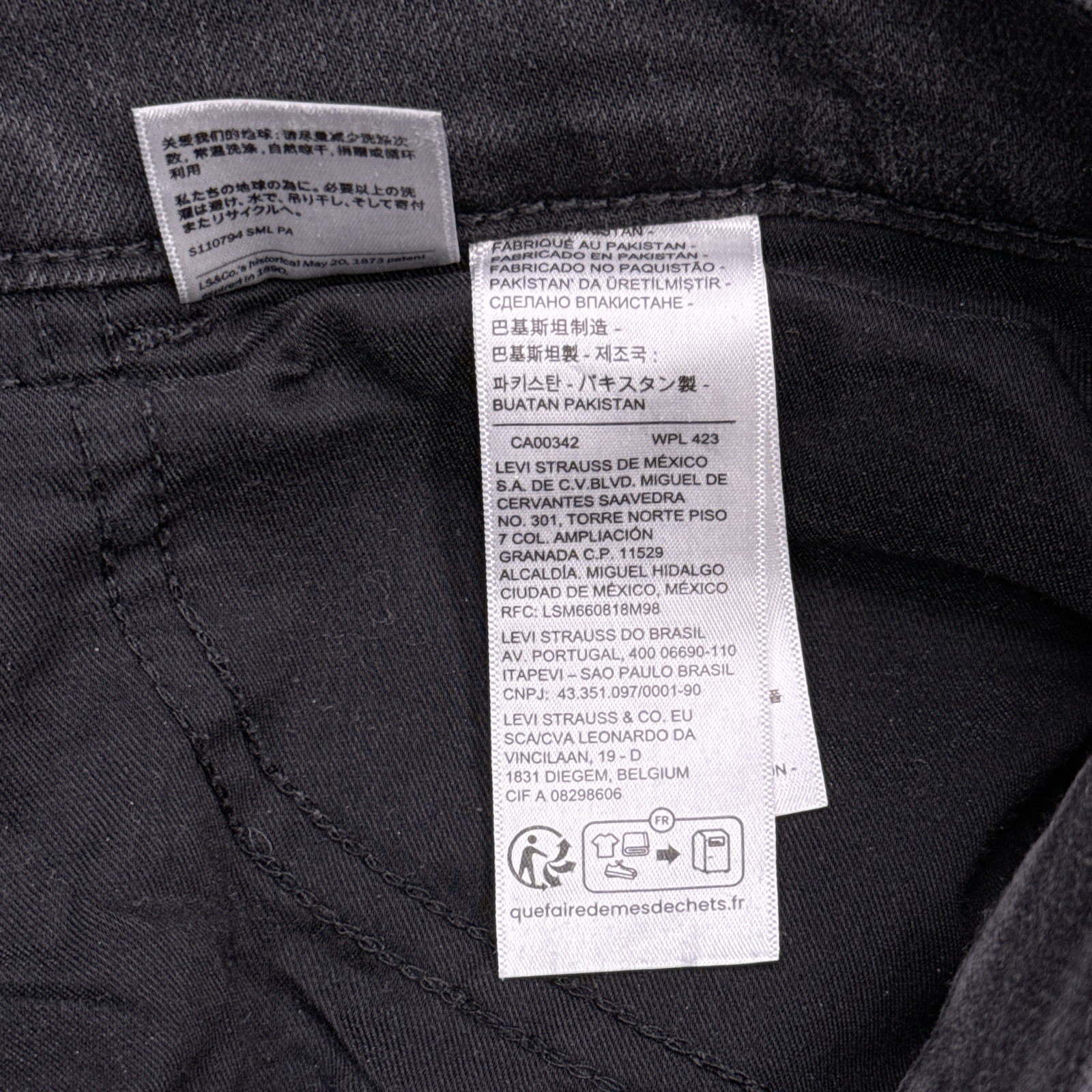 Levis 314 Shaping Straight Jeans Womens 27 Black Mid Rise Stretch 27×32 New