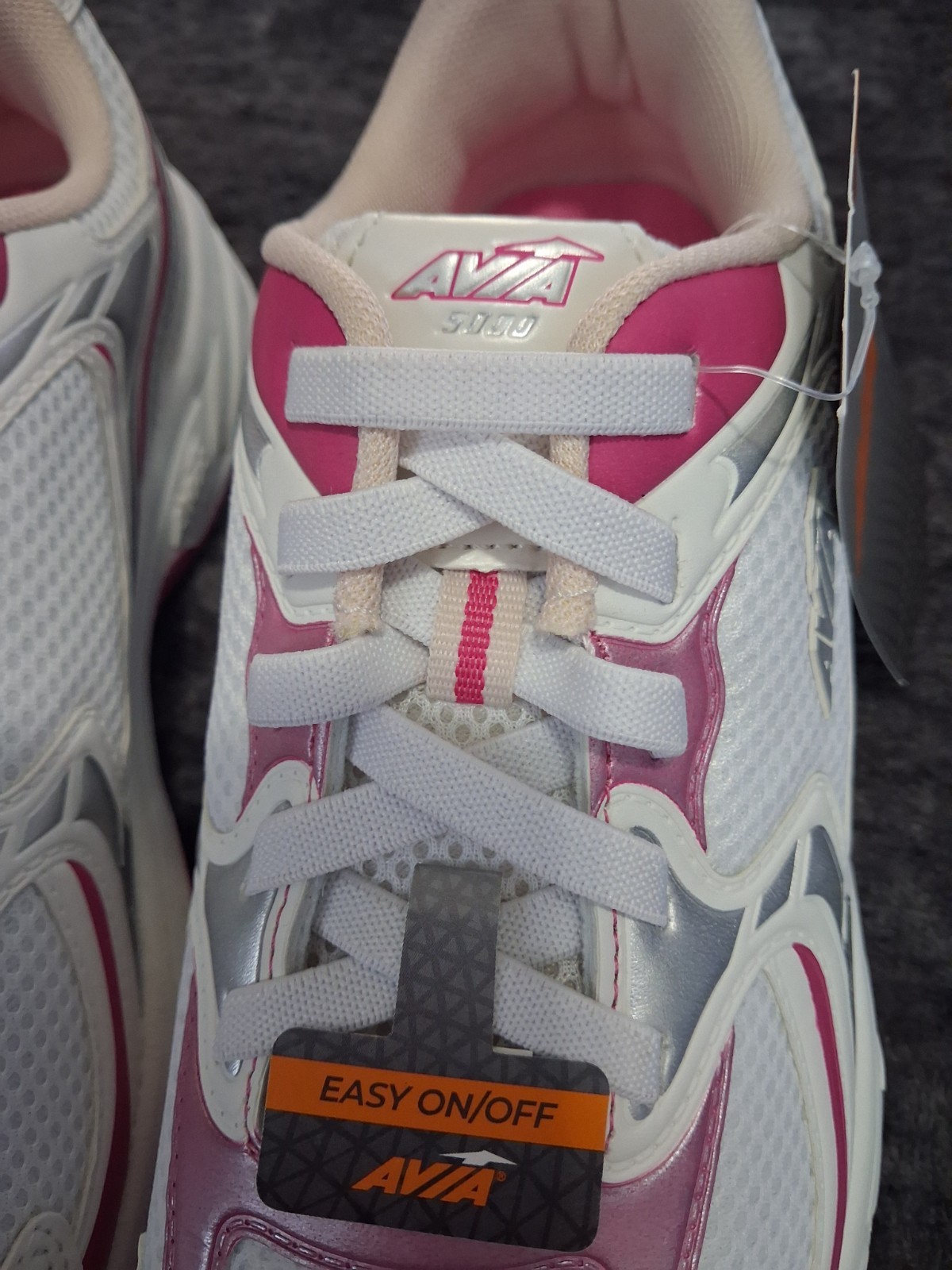 Avia 5000 Easy On/Off Athletic Sneakers Tennis Shoes White Pink Girls/Youth Sz:5