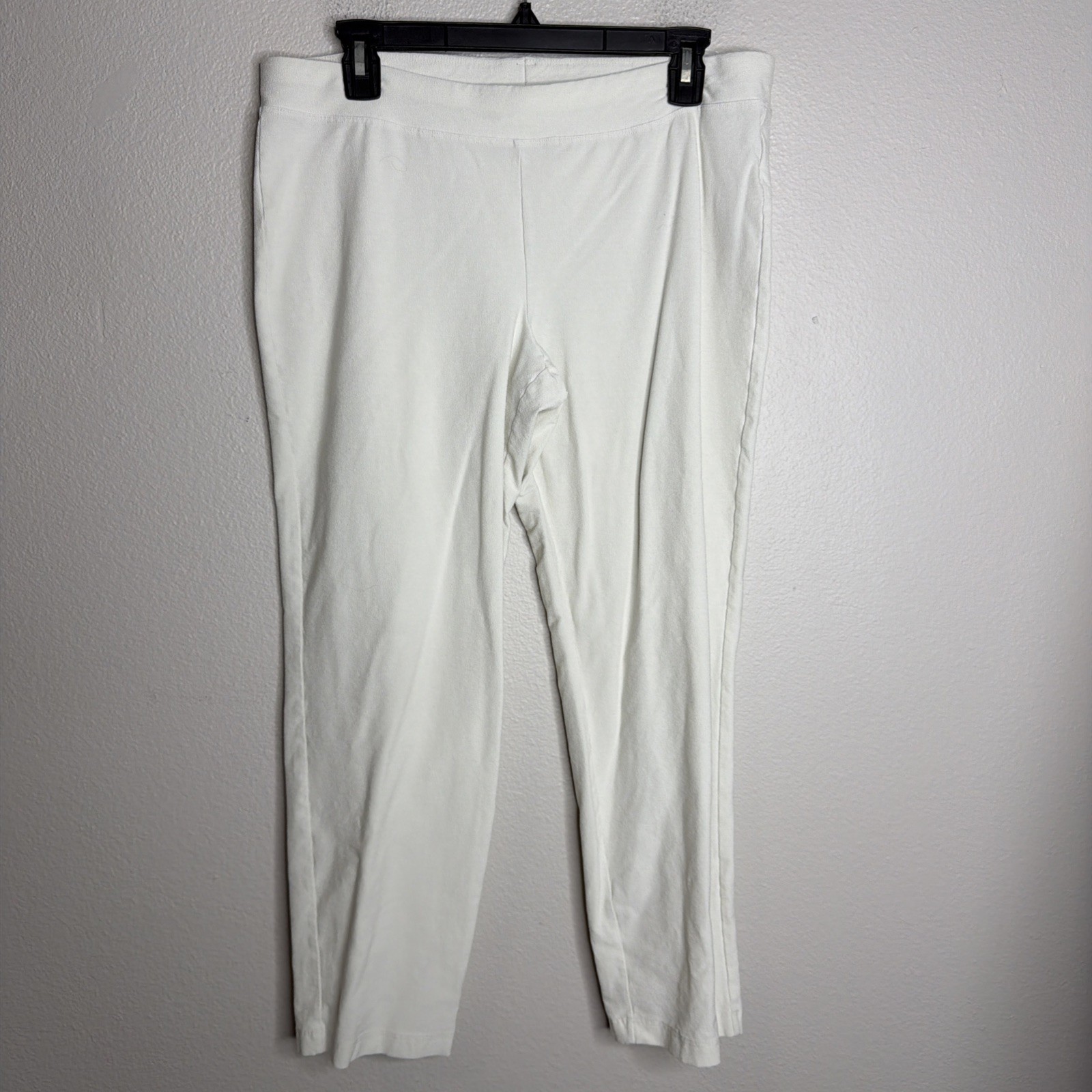 Eileen Fisher Women’s Size Medium White Crop Straight Leg Pull On Stretch EUC