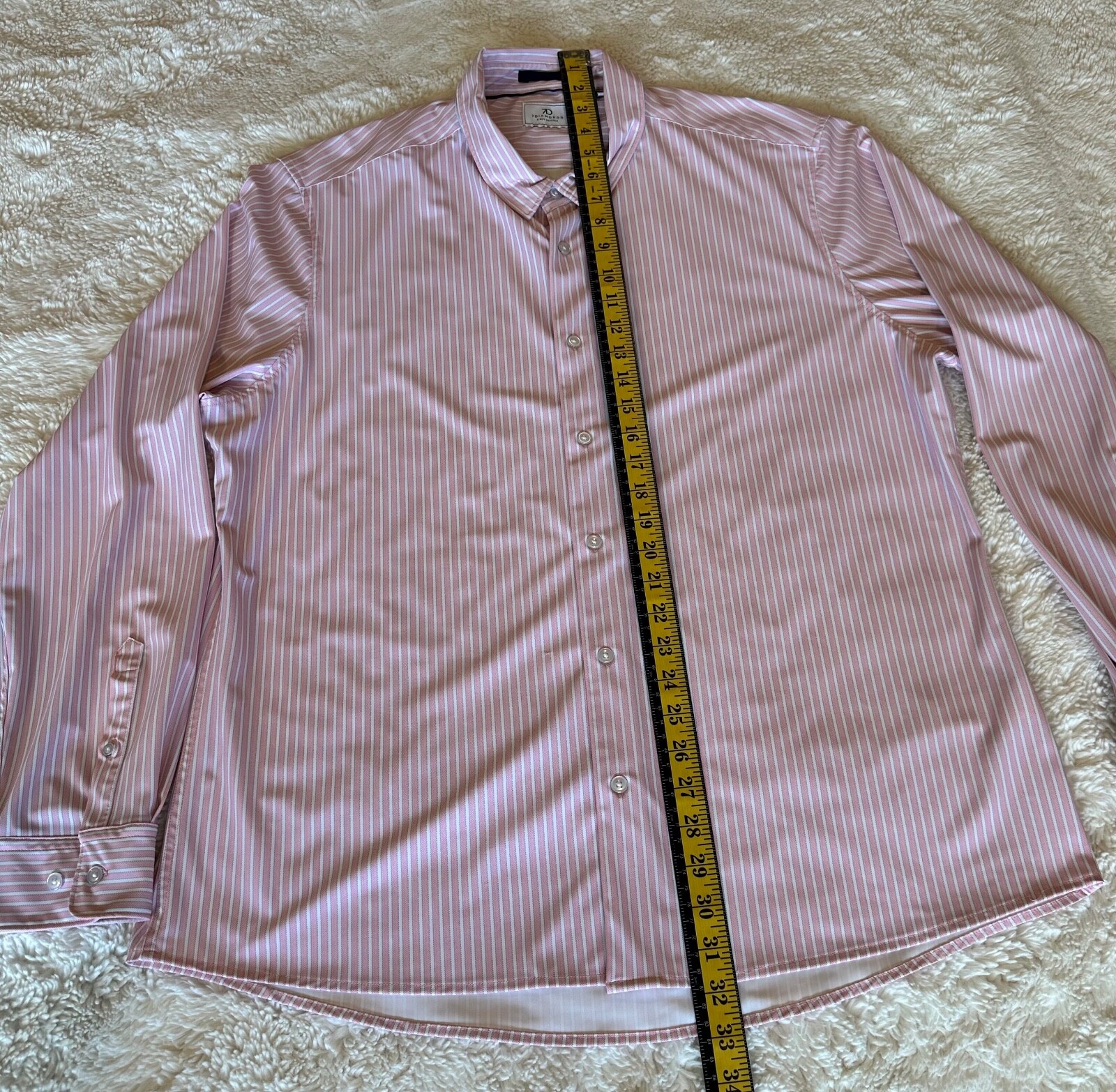 7D 7DIAMONDS PINK STRIPES CAMDEN 4 WAY STRETCH MEN’S DRESS SHIRT XL