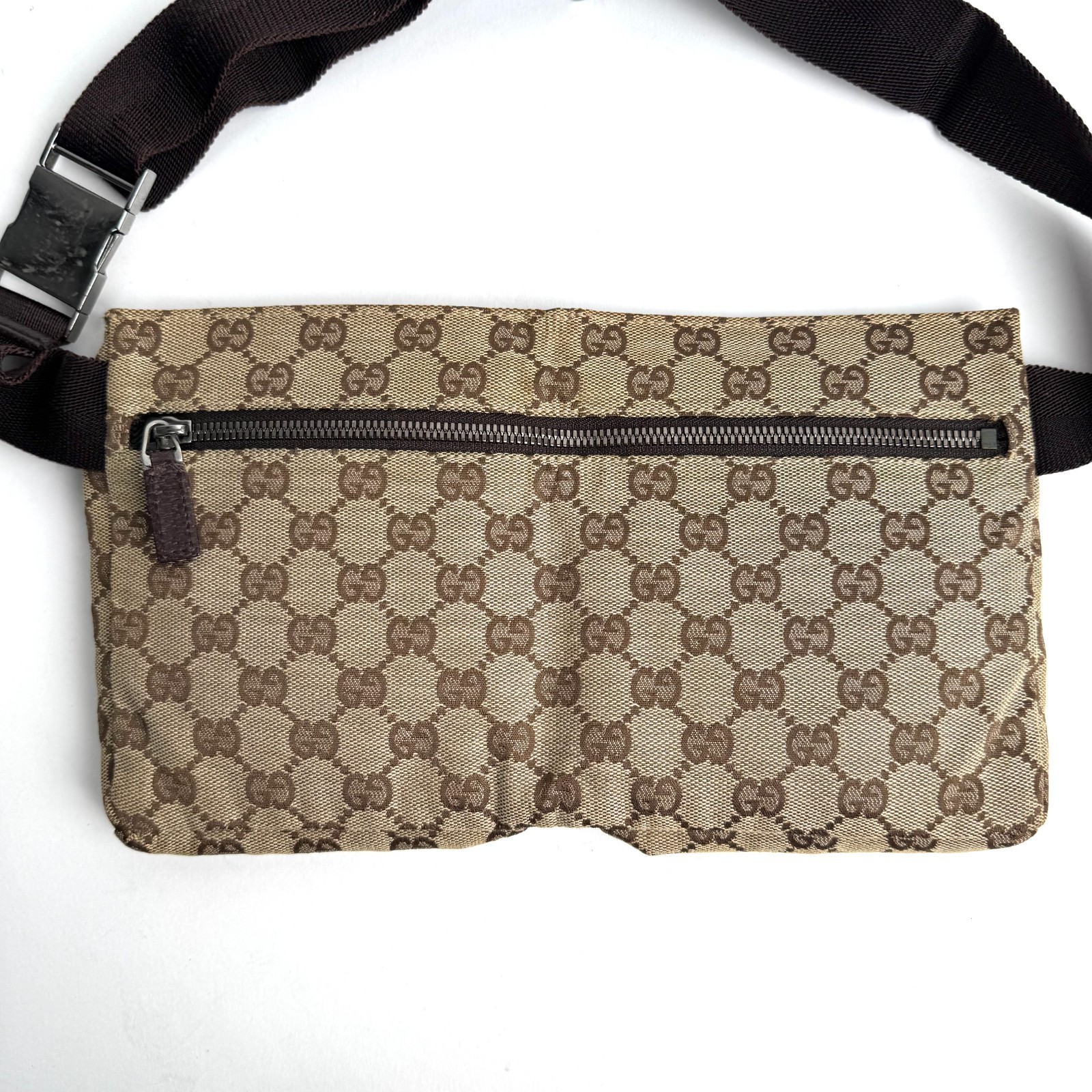 Auth GUCCI GG 28566 Bum Bag Waist Pouch Shoulder Belt bag Fanny Pack Brown