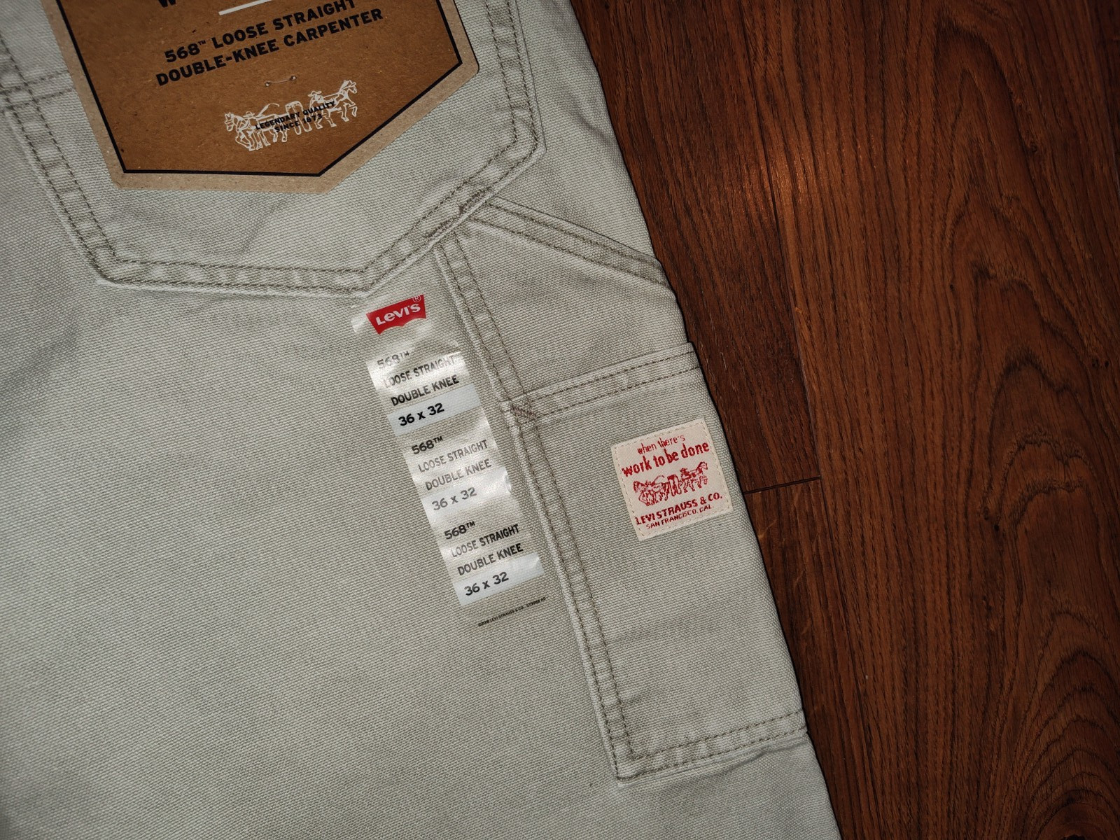 NEW Levis Levi’s 568 Loose Straight Double Knee Carpenter Jeans Pants 36X32 NEW