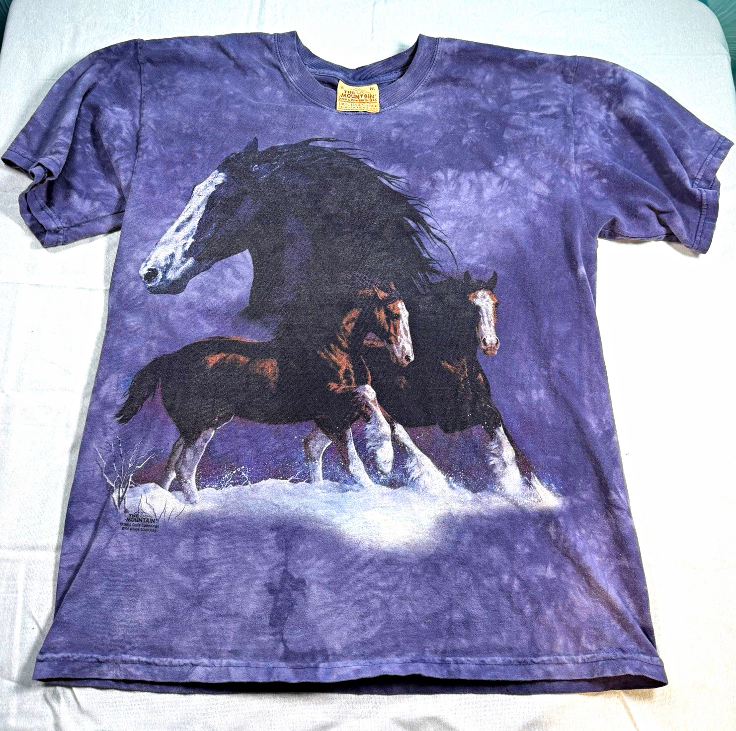 Vintage The Mountain Horse Shirt Medium M Purple Tie Dye 2000 Y2K Chris Cummings