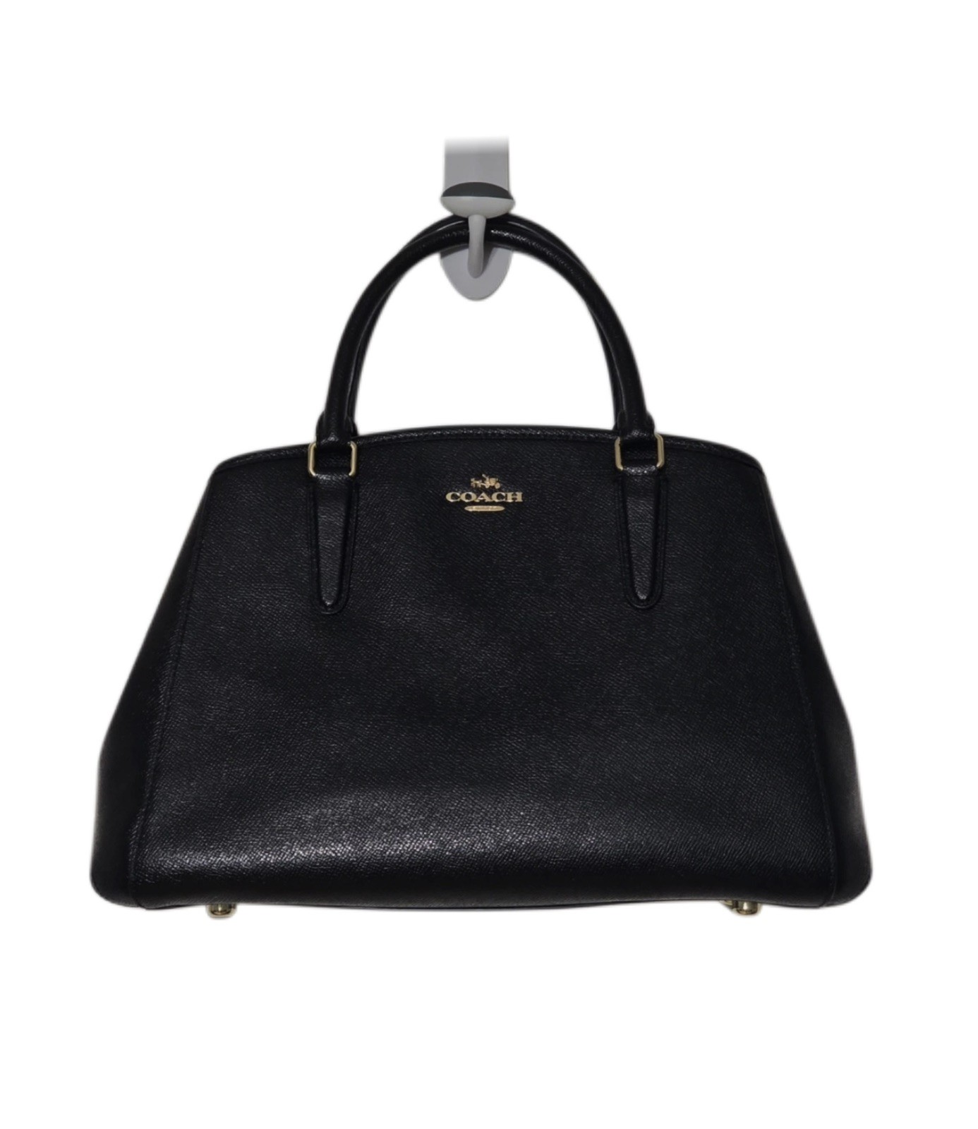COACH Small Margot Carryall Crossgrain Black Leather Bag, F57527
