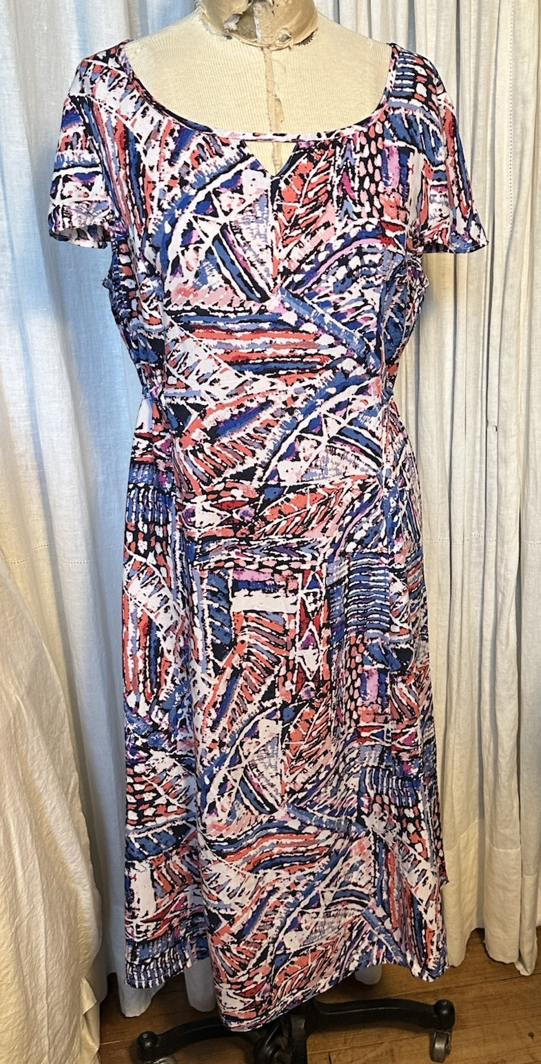 Erika Womens S Sleeve Midi Woven Fabric Dress Sz L Pre-owned