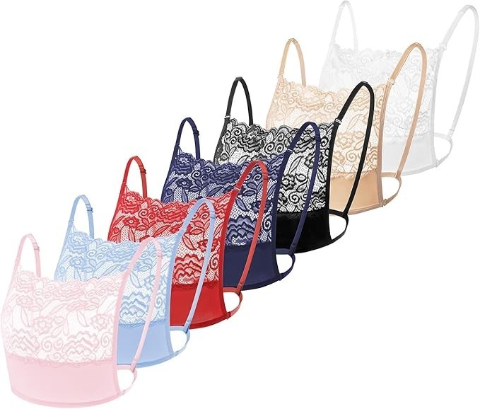 Mock Camisole Bra Insert Overlay Modesty Panel Lady Lace 7 Pcs