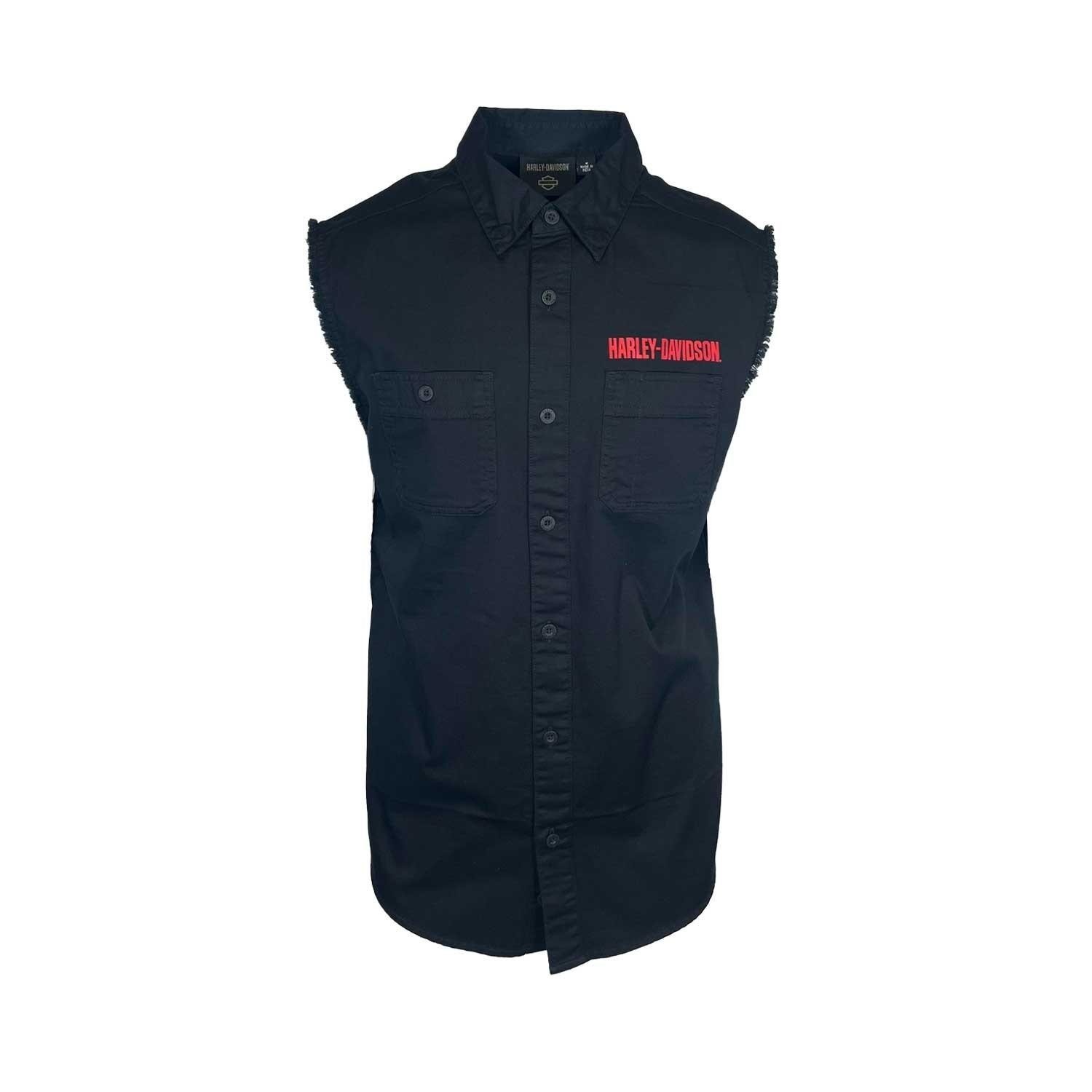 Harley-Davidson Men’s Black Vest Logo Patch Sleeveless Shirt (S67)